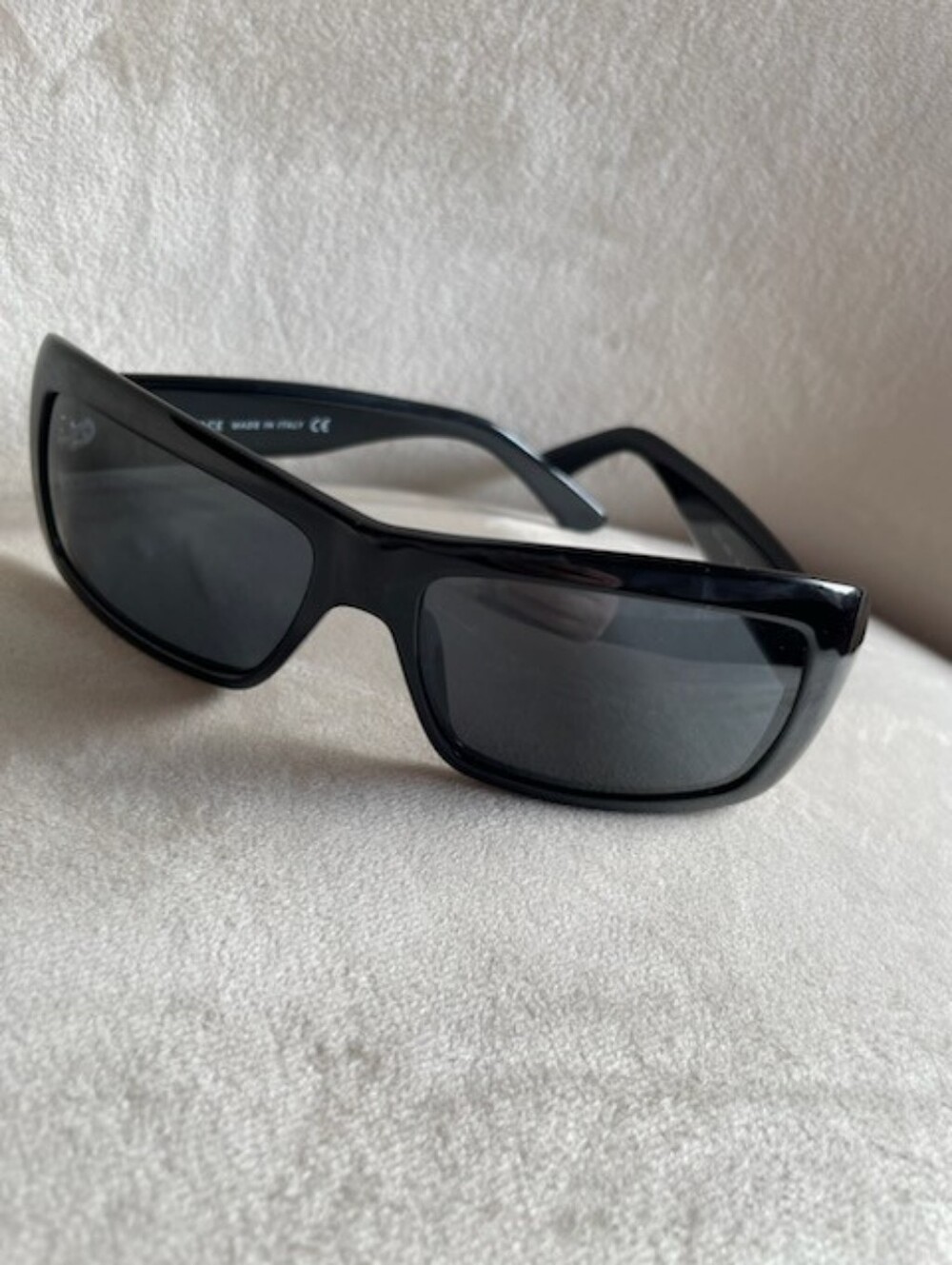 Versace Glossy Black Rectangular Women's Sunglasses